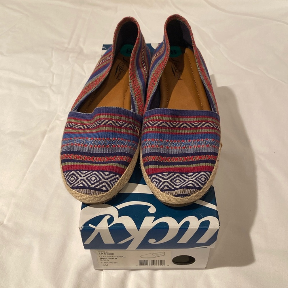 Ladies Lucky Brand multicolor slip on shoes
